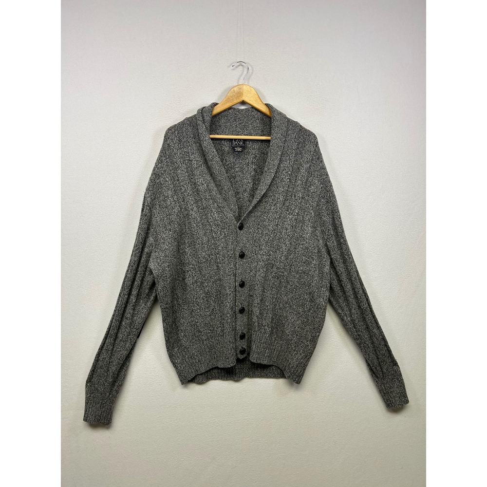 Jos A Bank Academic Professor Mens XXL‎ Grey Lambswool Shawl Collar Cardigan
